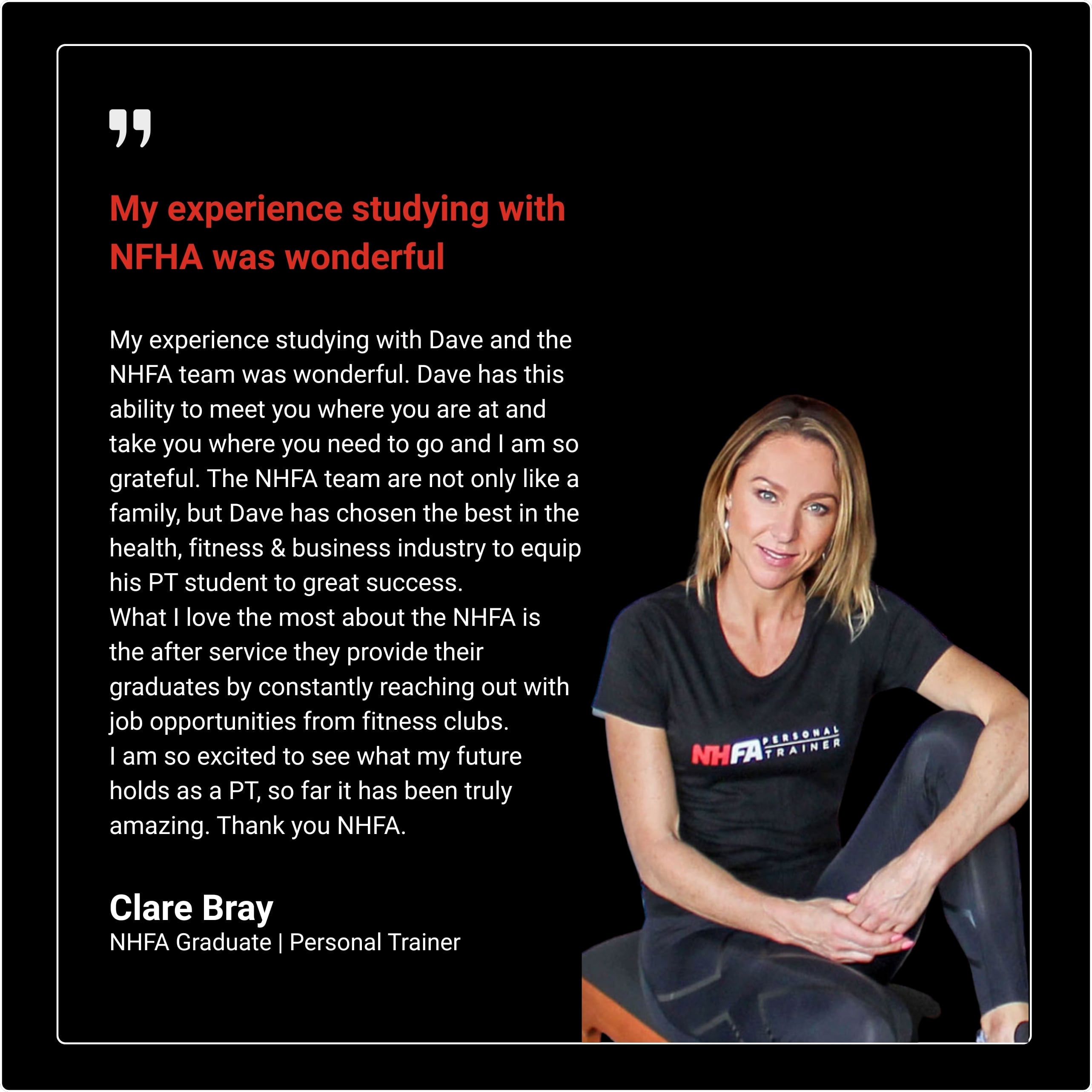 Clare Bray — NHFA Graduate, Personal Trainer